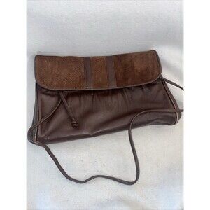 Vintage Axiom Genuine Leather Hand Bag Clutch Zip Up Purse Shoulder Brown Suede